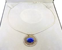 Artisan 825 Silver Lapis Lazuli Necklace With Gift Pouch