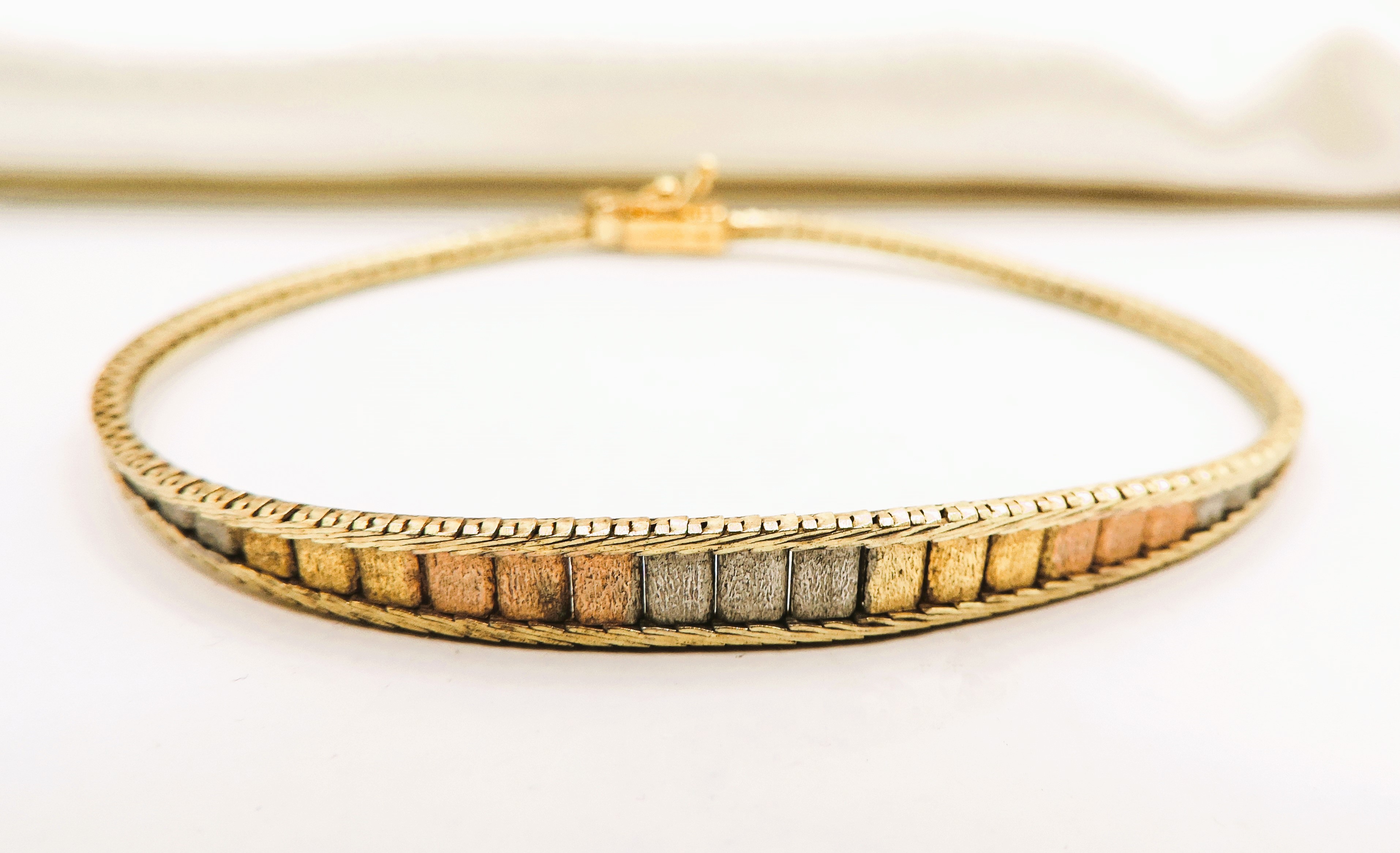 Italian Tri-Colour Gold On Sterling Silver Bracelet With Gift Box - Image 3 of 5