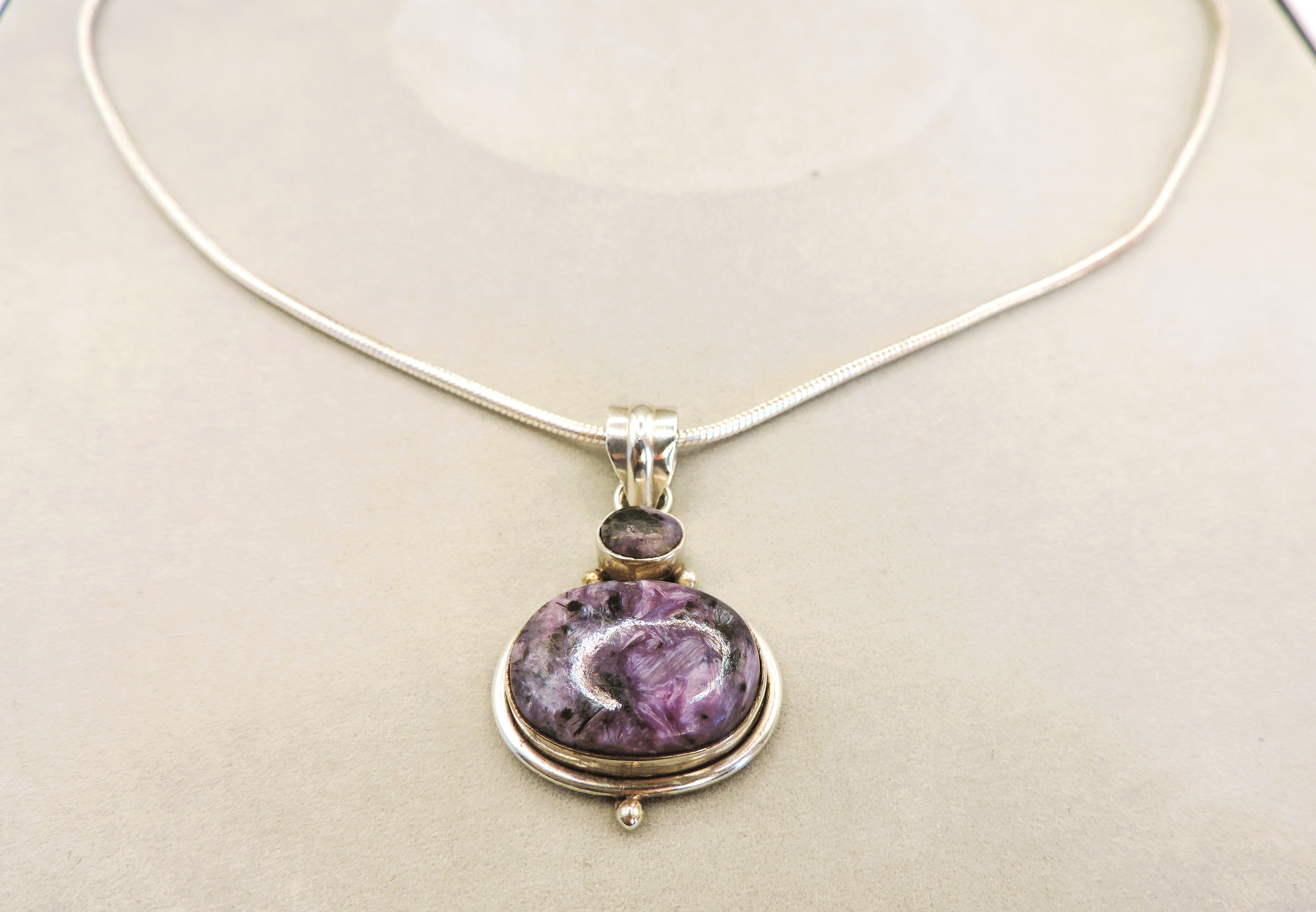 Artisan Sterling Silver Purple Charoite Necklace
