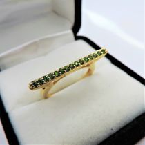 Gold Sterling Silver Peridot Bar Ring New With Gift Pouch