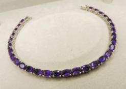 Sterling Silver 13CT Amethyst Tennis Bracelet New With Gift Box
