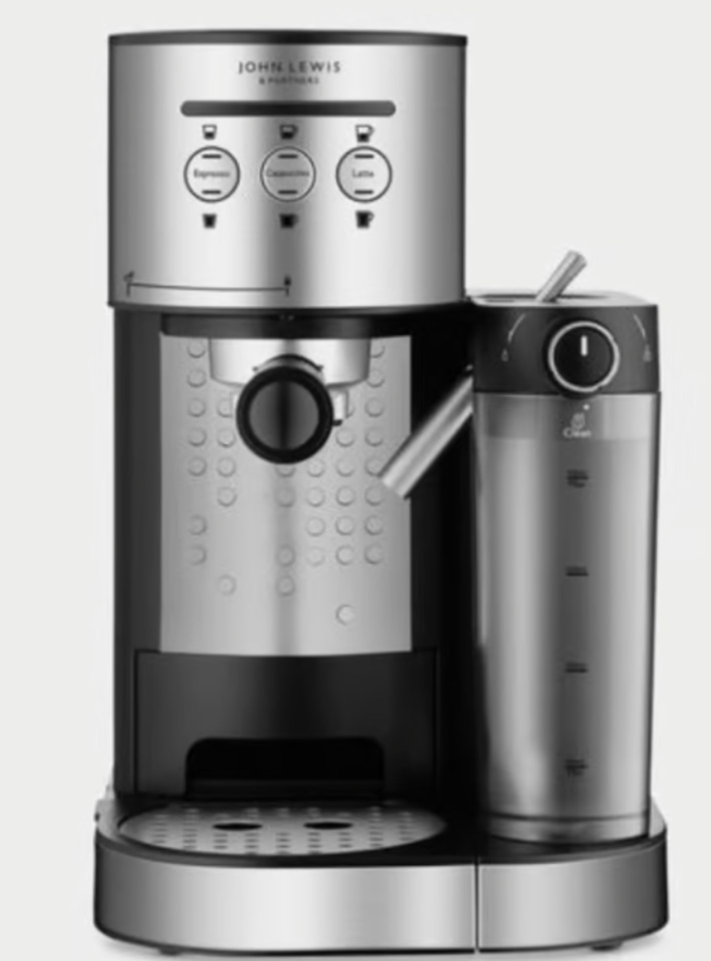 Lot 64 -John Lewis Pump Espresso Coffee Machine with Milk Frother, Stainless Steel