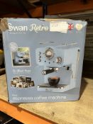 Swan Retro Coffee Machine. RRP £150. Grade U