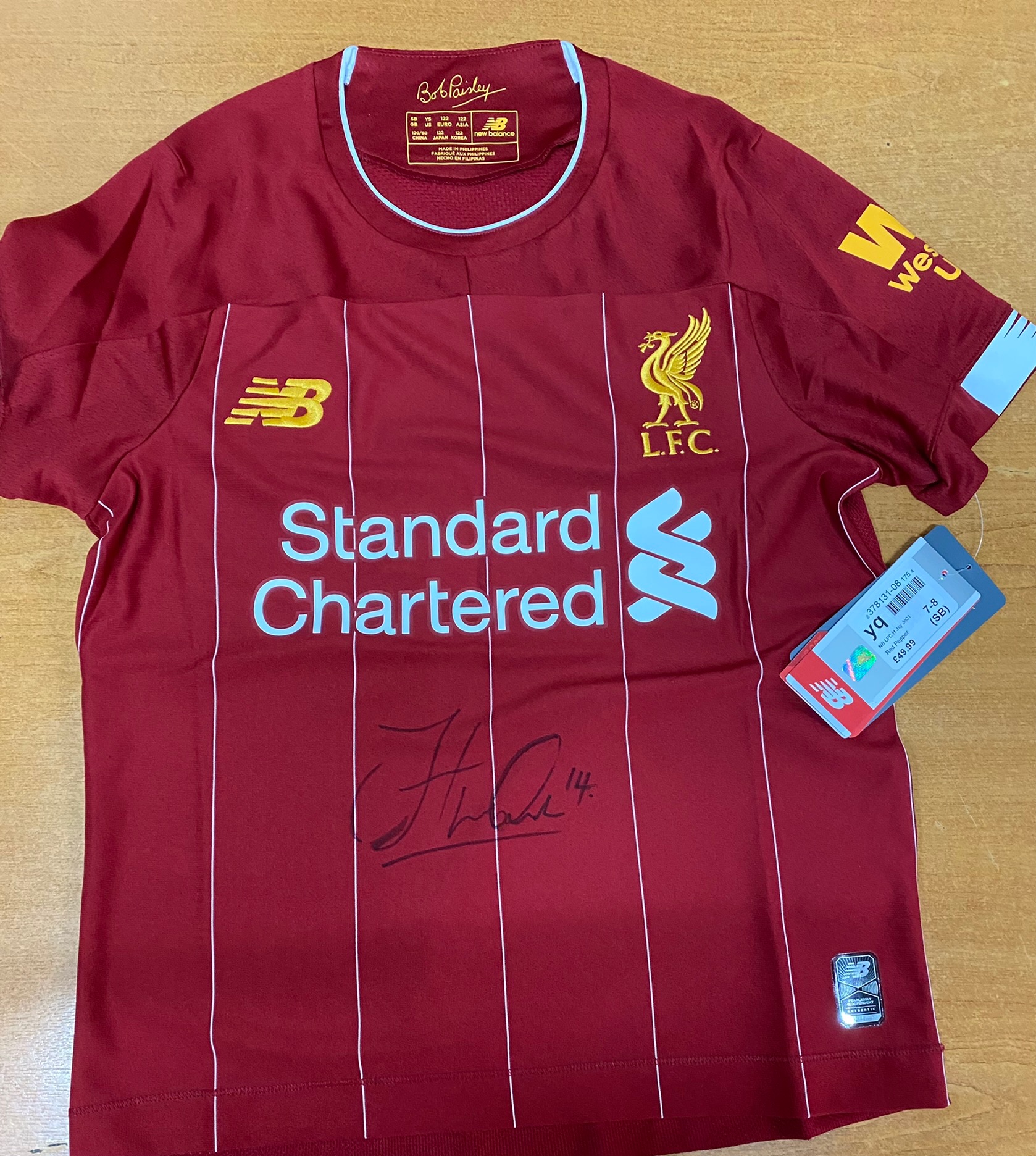 Liverpool Jordan Henderson Signed Football Shirt Age 7/8 Years Old