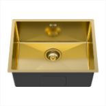 540 x 440 Brushed Brass 1.0 Bowl Undermount Stainless Steel Kitchen Sink