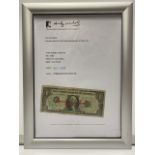Andy Warhol Signed In Red One Dollar Bill,