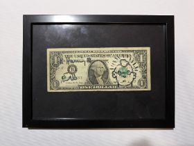 Keith Haring (Attr) 1 Dollar Bill Note Marker Art Signed Framed