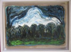 Billy Childish - White Clouds, Oil On Canvas