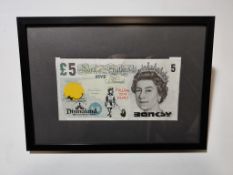 Banksy Dismaland 2015 Weston-Super-Mare Canvas 5 GBP Note Follow Your Heart Framed Ticket +