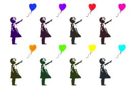Girl With Balloon- Mix Colors. D1