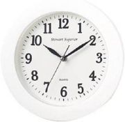 5 x Wall Clocks Plastic 12 Hour Dial Diameter 250mm White 112952