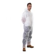 Box of 50 Supertouch (XL) Coverall Non-Woven Pp Disposable With Zip Front (White) 17404