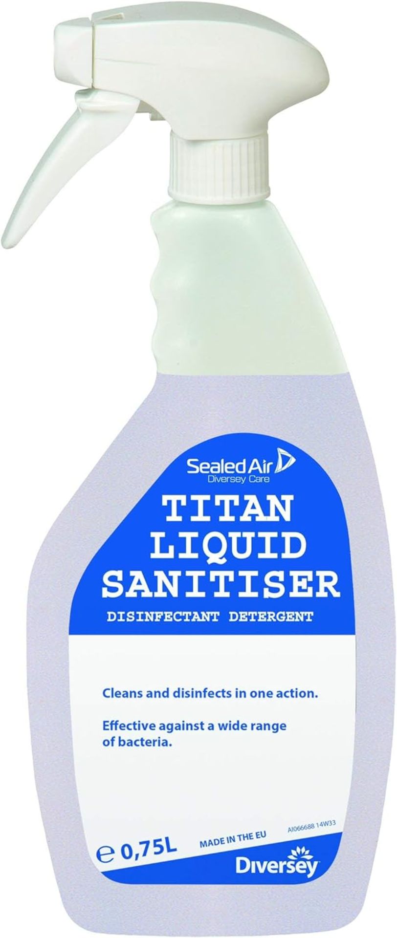 6 x Diversey Titan Liquid Sanitiser Disinfectant Detergent 0.75L Spray