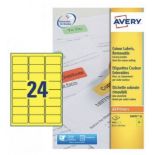 10 x Avery L6035-20 Printable Labels 63.5 x 33.9 Yellow 24 Per sheet -20 Sheets,