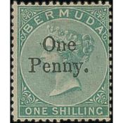 Bermuda 1d On 1/- Fine Mint, Tiny Gebr. Senf Expert Handstamp On Reverse, With Brandon Certificat...