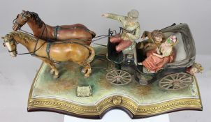 Large Capodimonte Figural Carriage Tableau by Bruno Merli