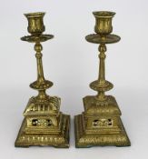Pair of Ornate Brass Candlesticks