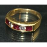 Ruby & Diamond Five Stone 18ct Gold Ring