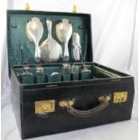 Early 20th c. Cased Silver Travelling Vanity Case by Walker & Hall