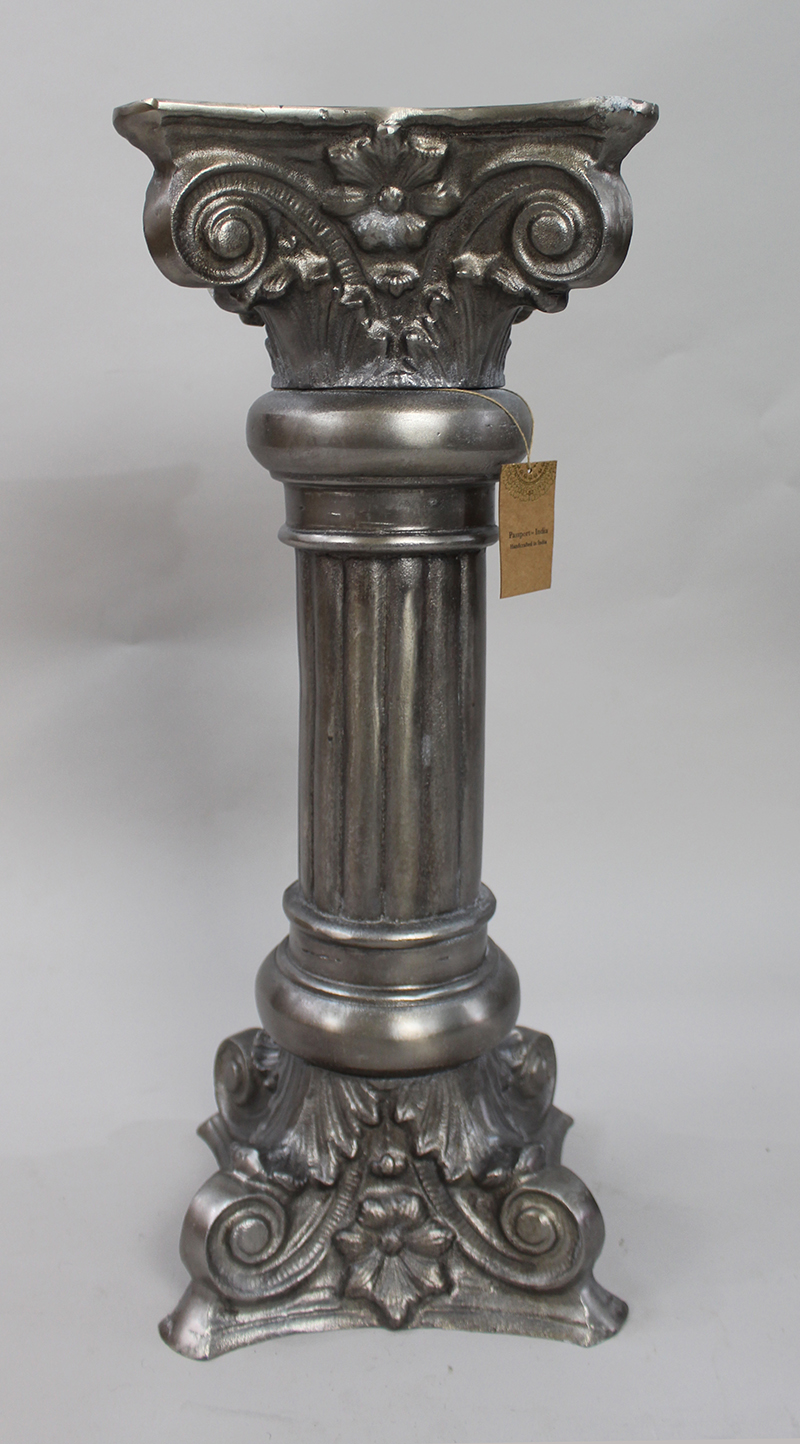 Pair of Ornate Silvered Column Pedestal Stand - Image 6 of 6