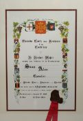 French Chevalier Certifcate Impressed Wax Seal Framed