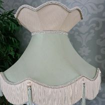 Large Cornet Lined Silk Lampshade with Tasselled Fringe