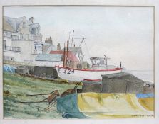 Watercolour of Budleigh Salterton by Donald Poole