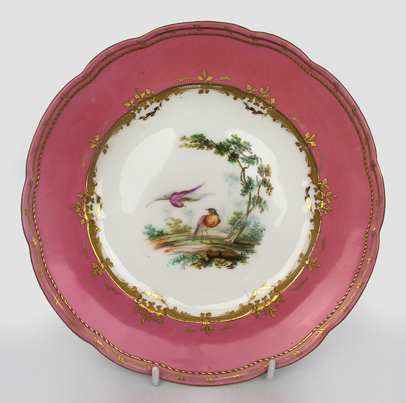 Fine Hand Painted 19th c. Pompadour Pink Cabinet Plate