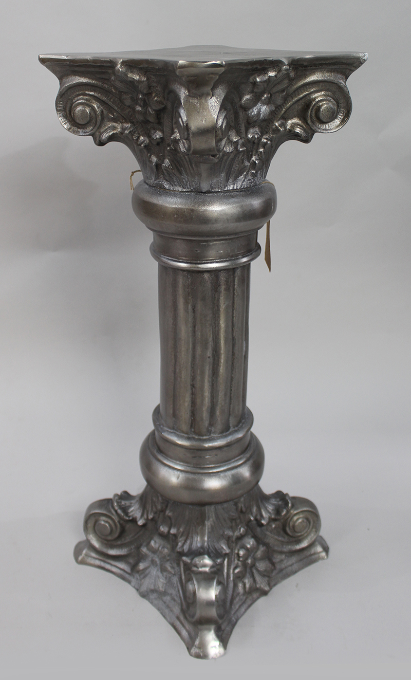 Pair of Ornate Silvered Column Pedestal Stand - Image 2 of 6