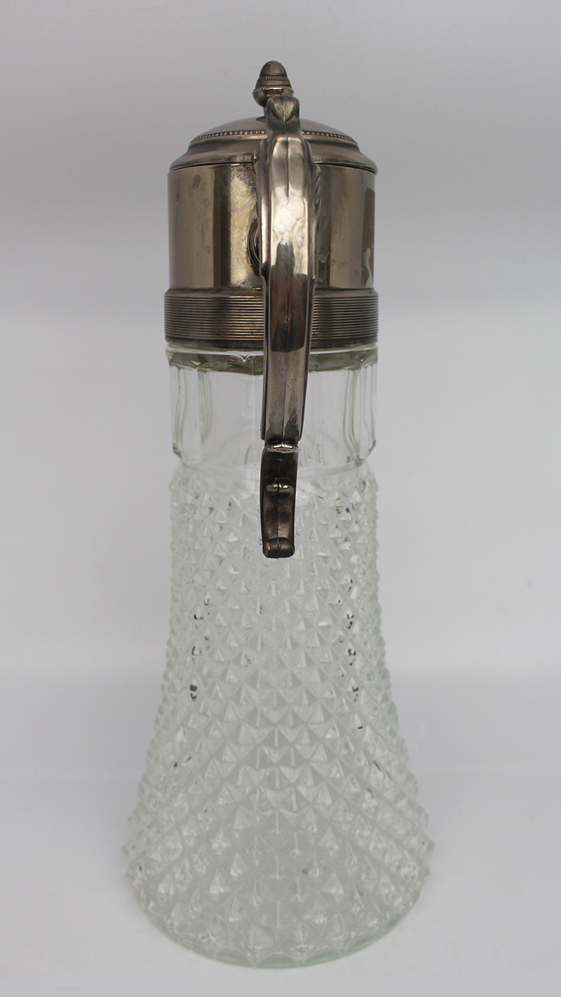 Large Silver Plated Pressed Crystal Claret Jug - Image 2 of 4