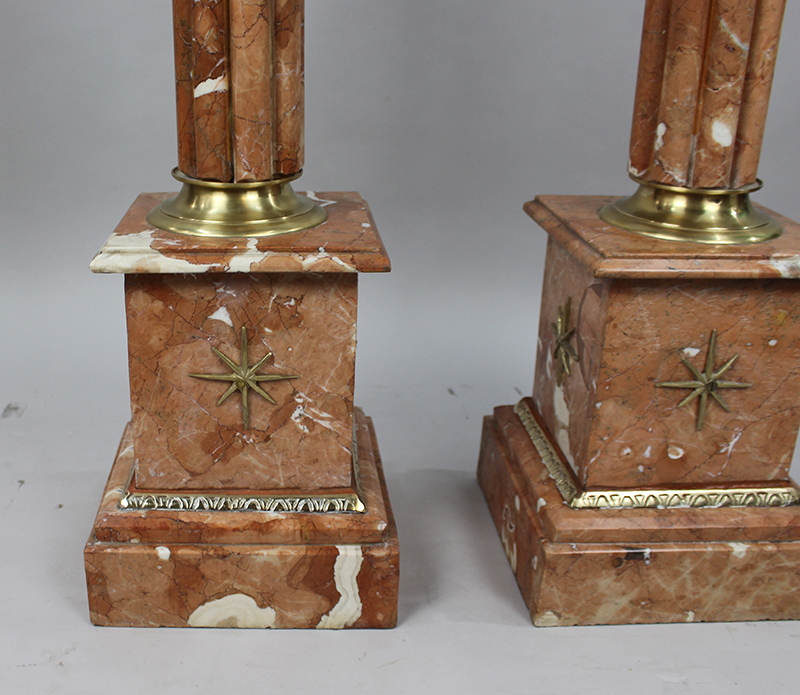 Pair of Rouge Marble Column Pedestals - Image 6 of 6