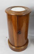 Pair of Victorian Marble Topped Cylindrical Mahogany Pot Cupboards