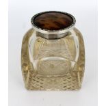 Fine Antique Large Cut Glass Silver Mounted Inkwell