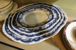 Set of 4 Royal Semi Porcelain Blue & White Serving Platters c.1900