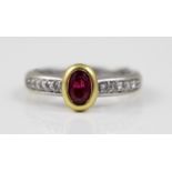 Ruby Rub Over Diamond 18ct White Gold Ring