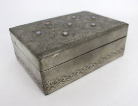 Vintage Pewter Opal Set Cigar Box