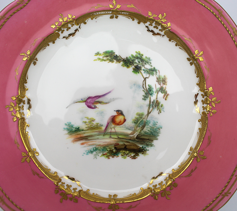 Fine Hand Painted 19th c. Pompadour Pink Cabinet Plate - Image 2 of 3