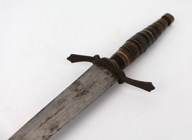 Antique Dagger with Turned Stone & Brass Handle - Image 2 of 3