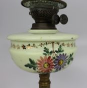 Victorian Oil Lamp with Hand Painted Floral Font