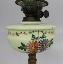 Victorian Oil Lamp with Hand Painted Floral Font