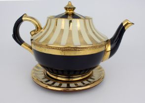 Decorative Lustre Terractotta Tea Pot on Stand