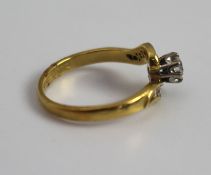 Diamond Single Stone Crossover Twist Yellow Gold Ring