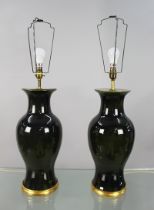 Pair of Vintage Ceramic & Gilt Table Lamps