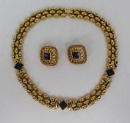 Vintage Swarovski Demi Parure Necklace & Earrings Sapphire Style