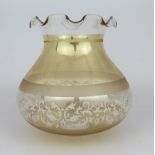 2 x Vintage Acid Etched Fancy Bell Form Glass Lampshades