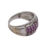 Pink Sapphire & Diamond 18ct White Gold Band Ring