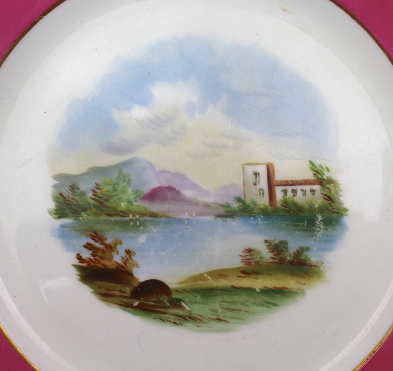 Hand Painted Victorian English Cabinet Plate Italianate Landscape - Image 2 of 3