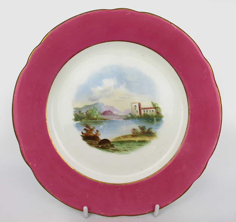 Hand Painted Victorian English Cabinet Plate Italianate Landscape - Image 3 of 3