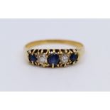 Five Stone Sapphire & Diamond 18ct Gold Ring