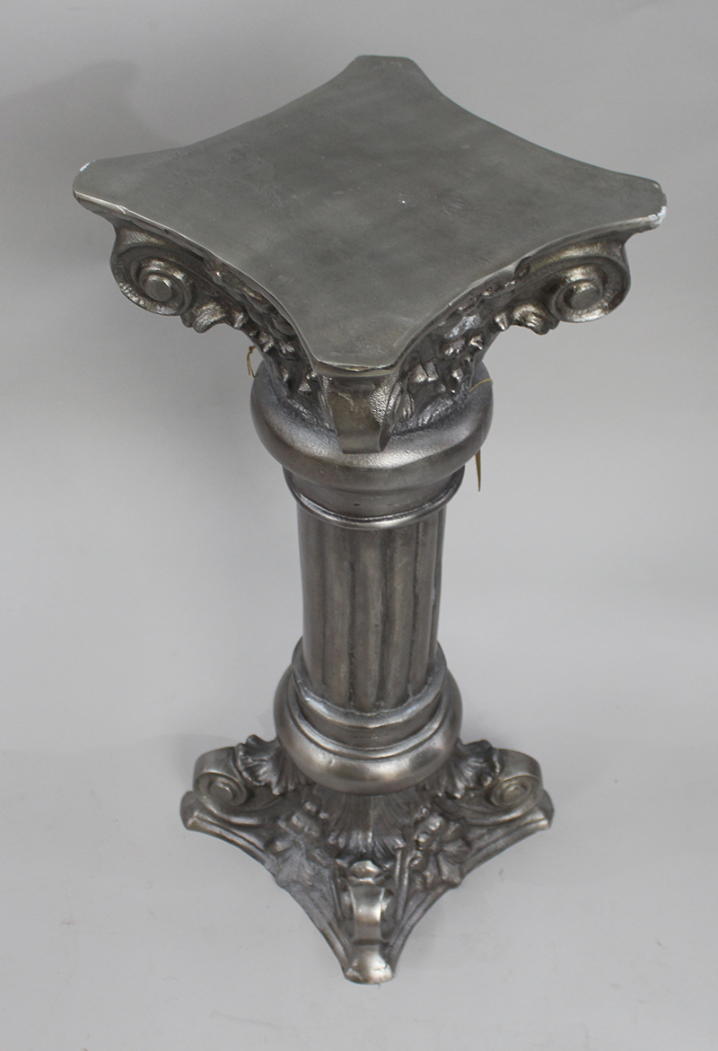 Pair of Ornate Silvered Column Pedestal Stand - Image 3 of 6